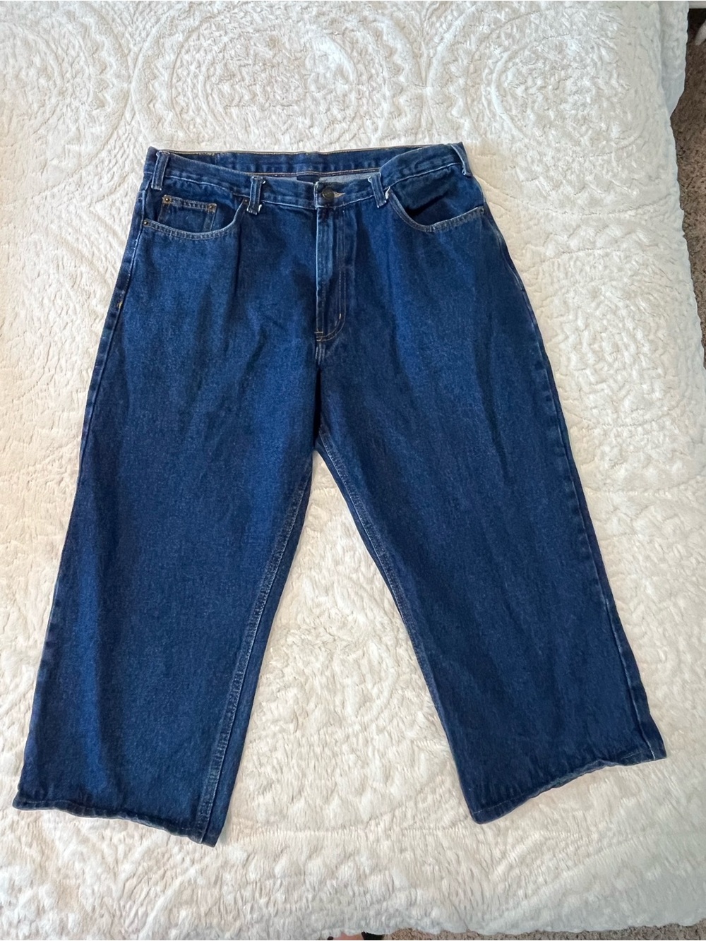 Relaxed Dk Blue Denim Manpris or Extra Long Jorts Size 36x21 Have been shortened